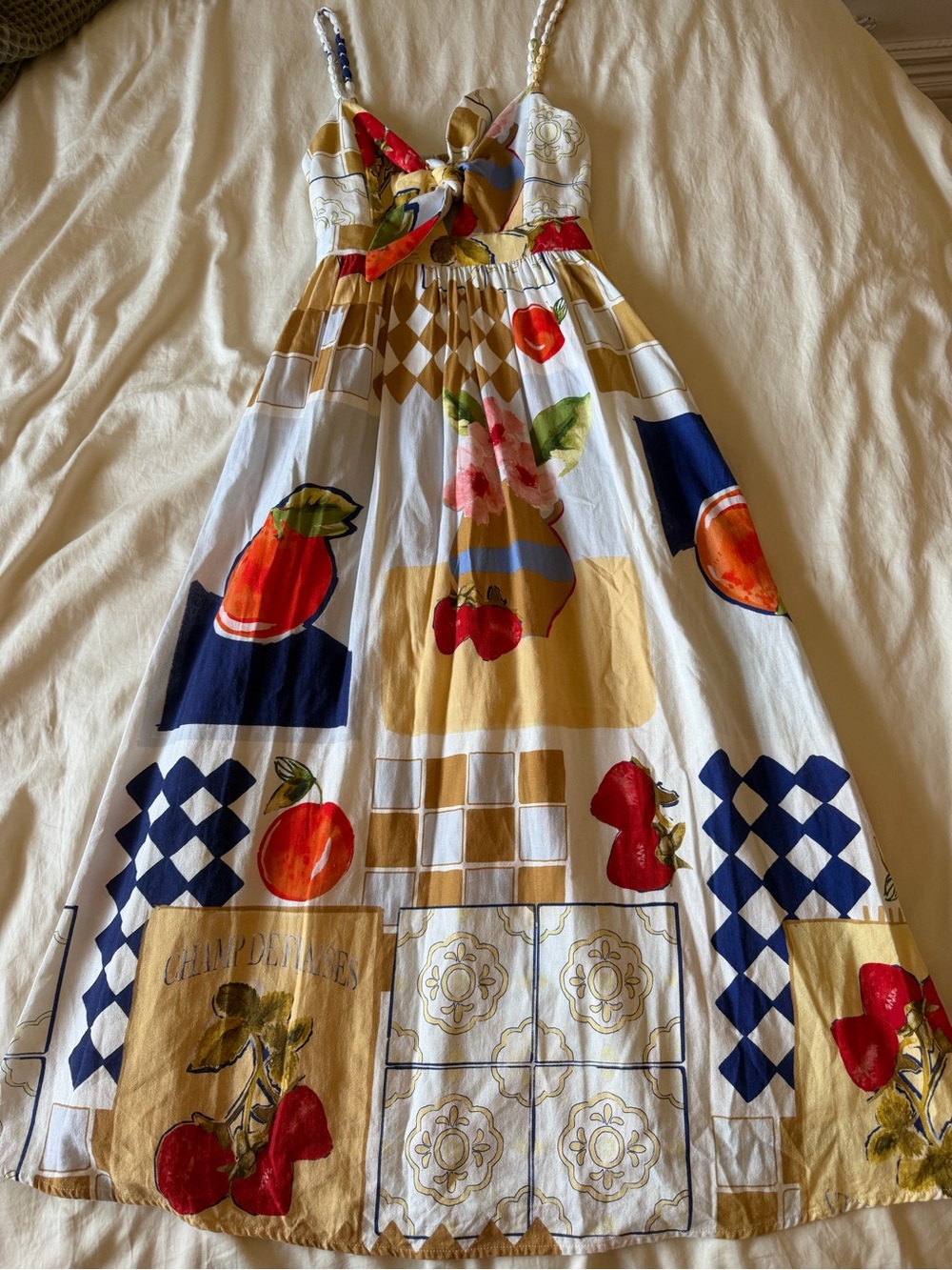 Caroline Constas Champ de Fraises Linen Long Maxi Dress